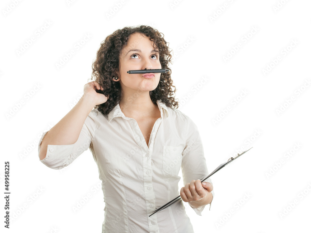 Junge Frau mit Clipboard