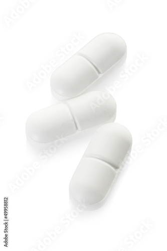 Medical pill tablet on white, clipping path included
