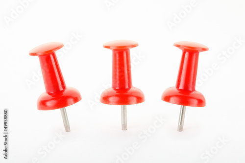 Red pin, thumbtack on white with clipping path