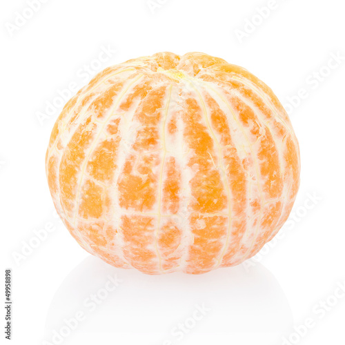 Tangerine without rind on white, clipping path included
