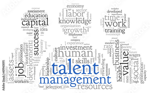 Talent management in word tag cloud