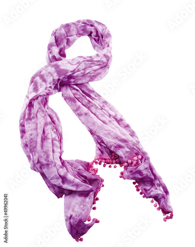 Purple tie dye neckerchief with pom poms