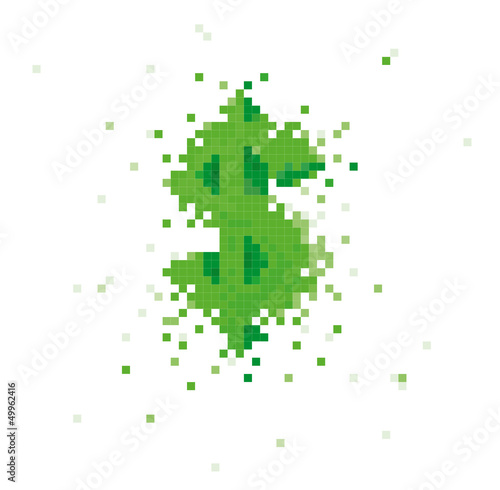 pixels creation or destruction of dollar symbol