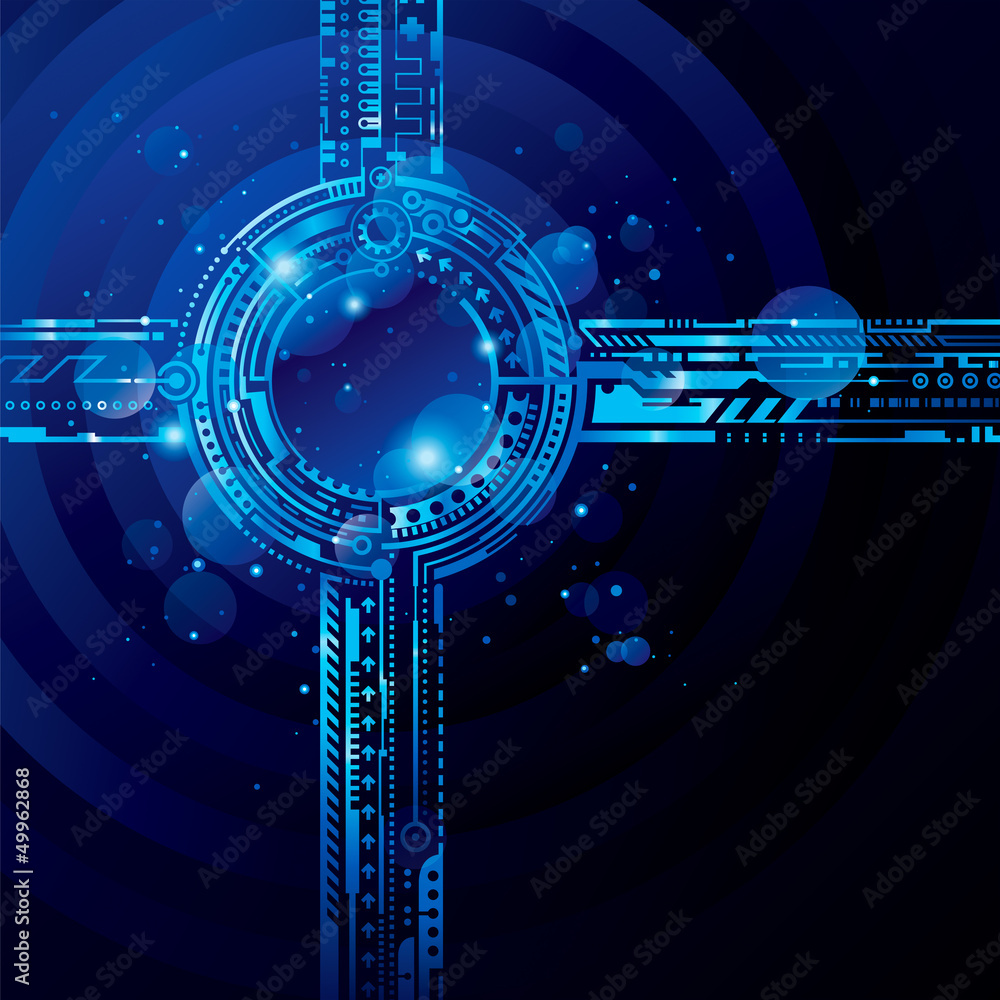 Obraz premium Abstract high tech blue background with light effect.
