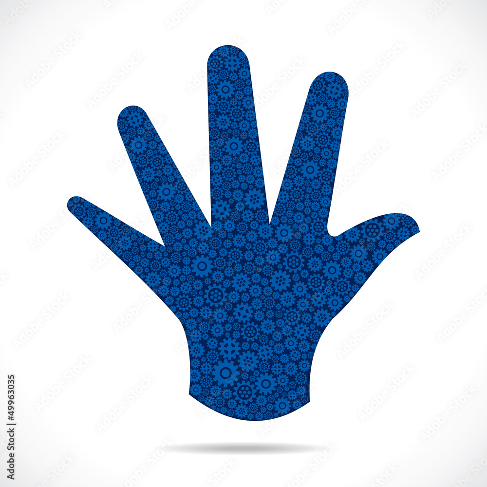 open hand design with gear stock vector open hand design with gear stock vector