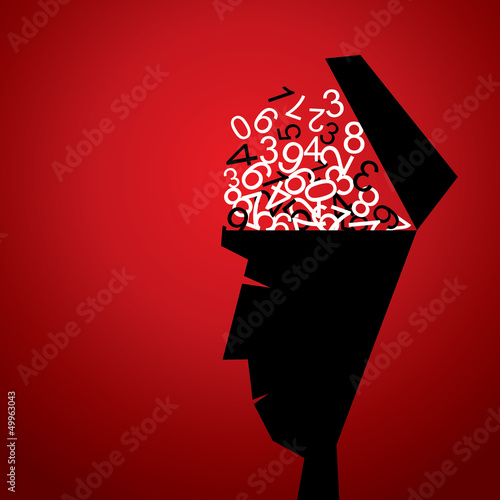 numbers in men head stock vector