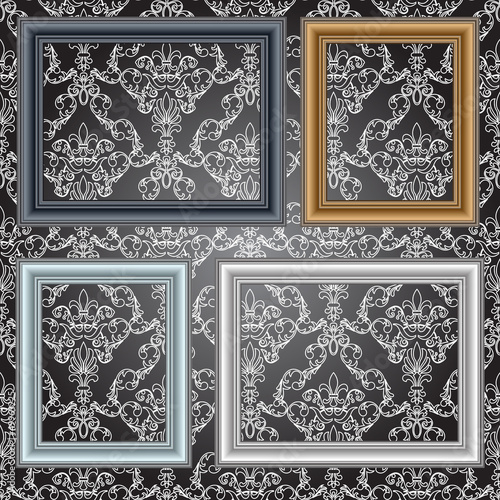 Frames on the wall. Vector illustration.