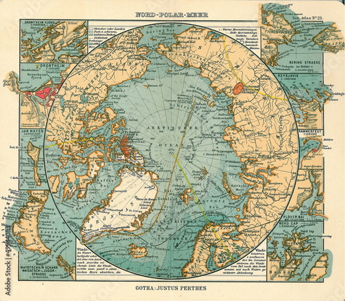 Obraz na płótnie Arctic old map