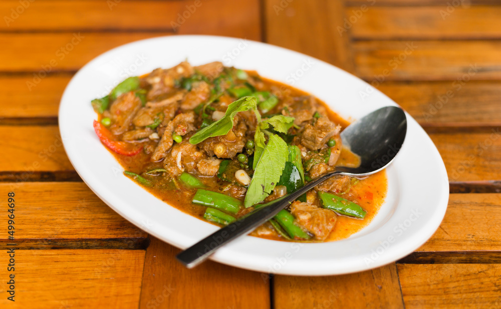 Fried chilli paste sauce with pork thai food