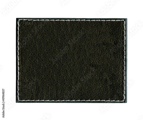 Black leather label isolated on white