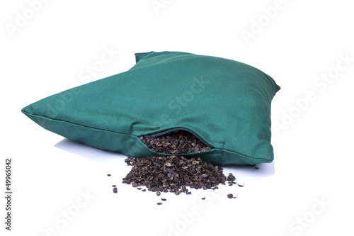 pillow with organic buckwheat hulls