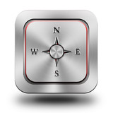 Compass aluminum glossy icon, button