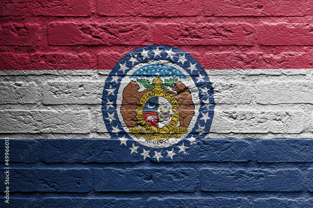 Brick wall with a painting of a flag, Missouri Brick wall with a painting of a flag, Missouri