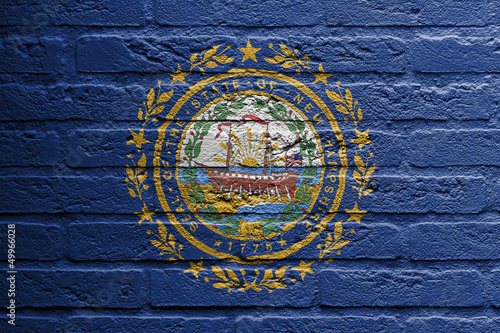 Brick wall with a painting of a flag, New Hampshire