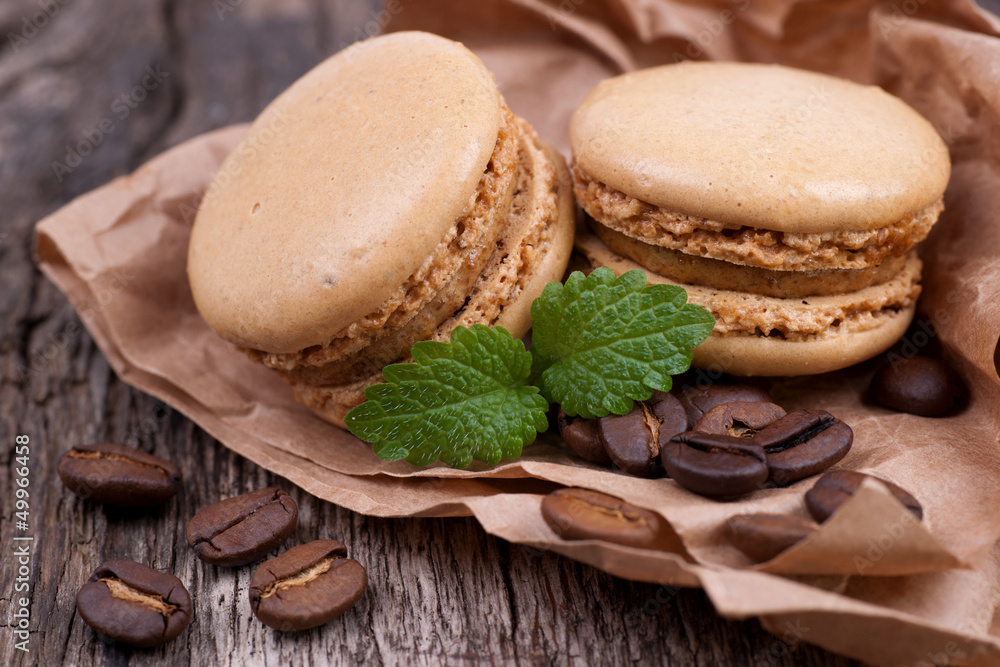 Macarons, Kaffeebohnen Macarons, Kaffeebohnen