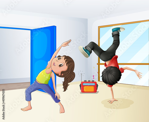 A girl and a boy dancing