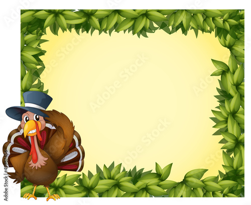 A leafy frame with a turkey