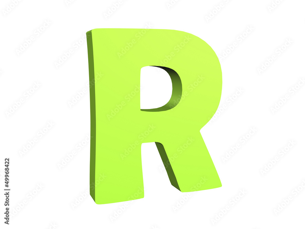 3D render of the green text R 3D render of the green text R