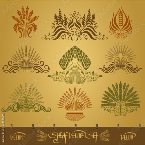 sheaf silhouette set with ear and hop pattern