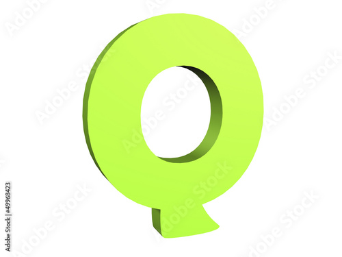 3D render of the green text Q