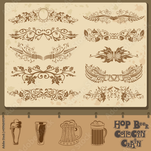 hop beer element collection with mug