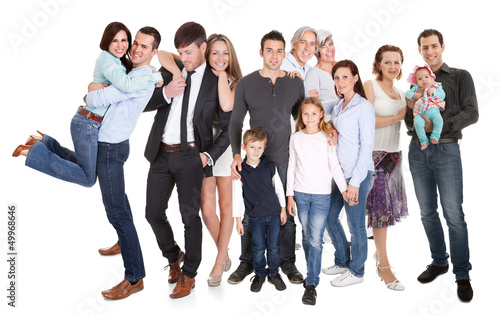 Several families with kids and couples