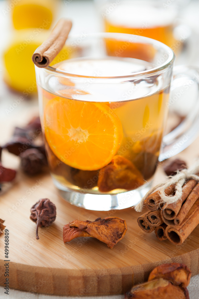 orange and pear compote in a transparent cup orange and pear compote in a transparent cup