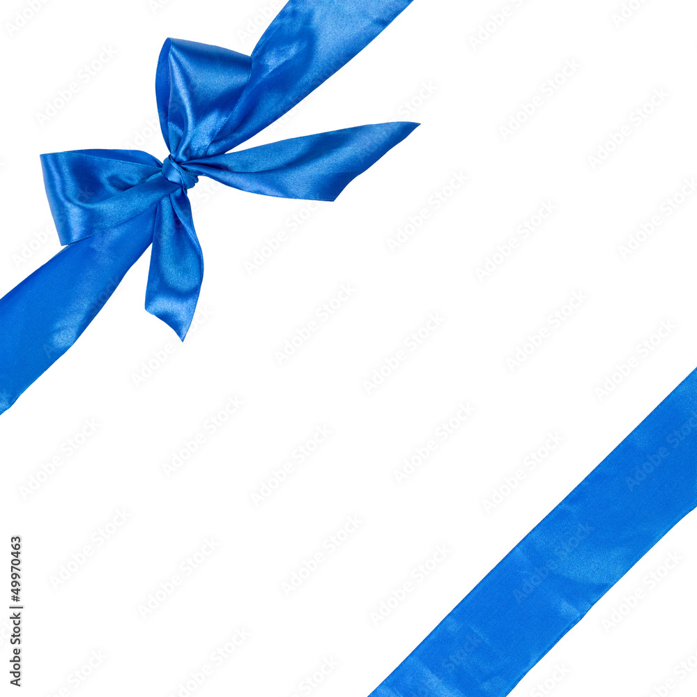 blue ribbon with bow, square composition blue ribbon with bow, square composition
