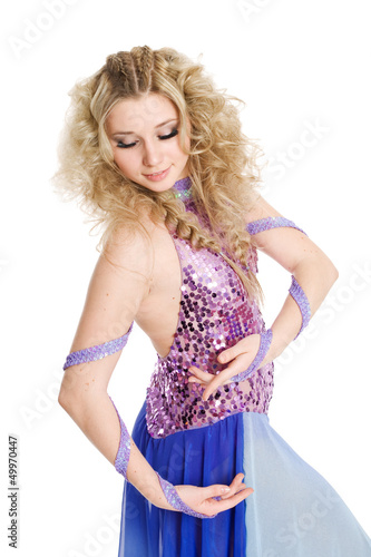 Charming blonde girl in dance.