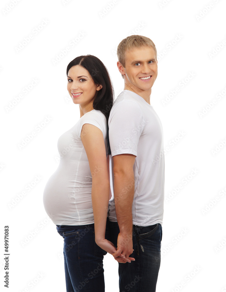 A young and lovely Caucasian couple waiting for the baby A young and lovely Caucasian couple waiting for the baby