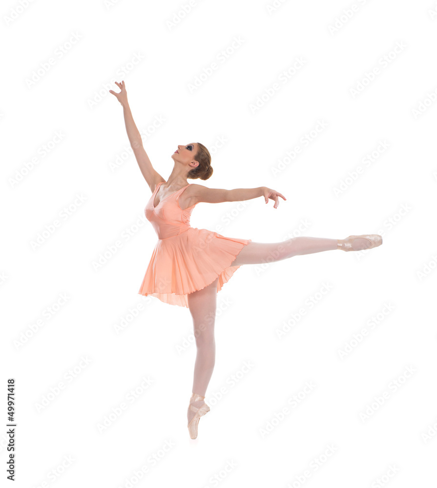 A young and beautiful ballet dancer isolated on white A young and beautiful ballet dancer isolated on white