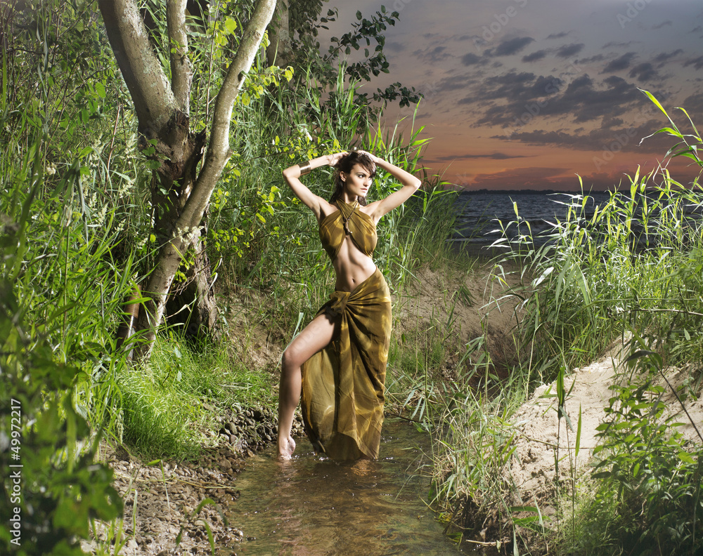 Fashion Guy in the Jungle is Posing in His Robes Stock Photo - Image of  flexible, background: 144993156