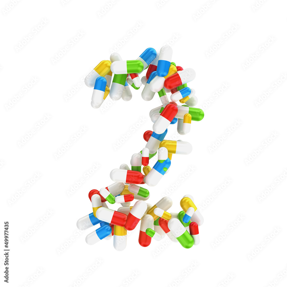 2 number made abstract with colorful pills 2 number made abstract with colorful pills