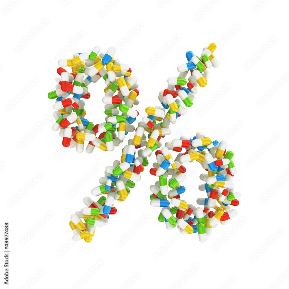 percent symbol of pills