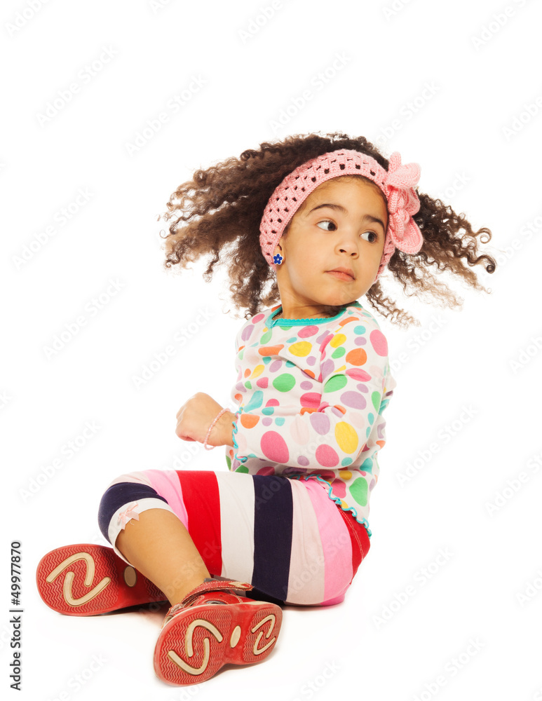 Portrait of super cute black girl waiving frizzy hair Portrait of super cute black girl waiving frizzy hair