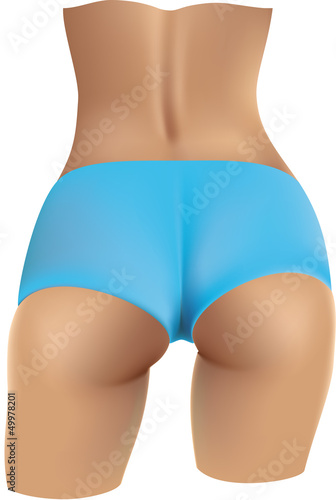 Beautiful female back in blue bikini