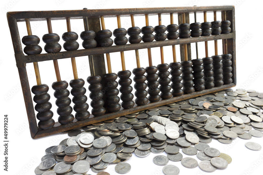 Abacus and coin