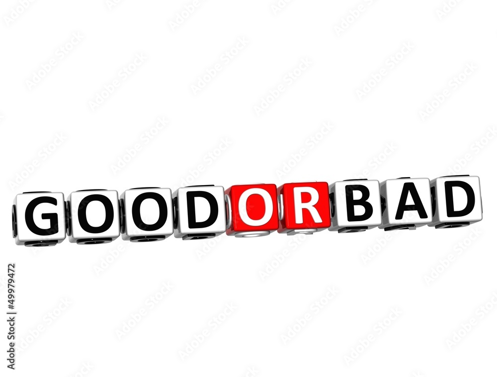 3D Good Or Bad Button Click Here Block Text