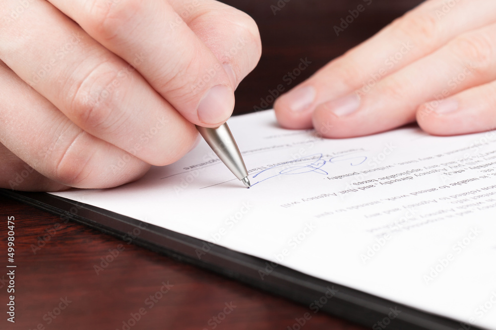 Business men reading contract. Business men reading contract.