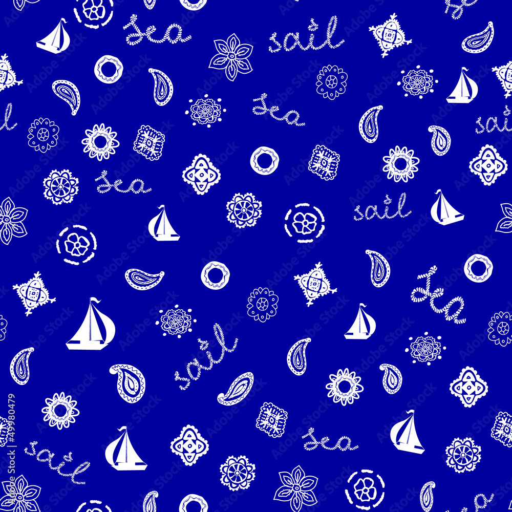 Seamless Pattern with Yachts Seamless Pattern with Yachts