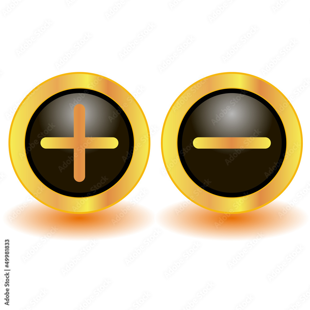 Fototapeta premium Gold plus and minus buttons