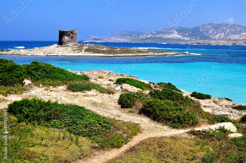 View of La Pelosa beach, Stintino, Sardinia, Italy