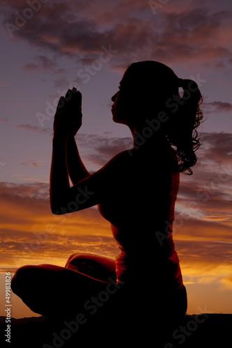 Silhouette woman yoga side sit