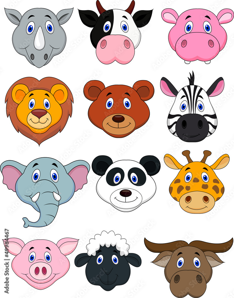 Fototapeta premium Cartoon animal head icon