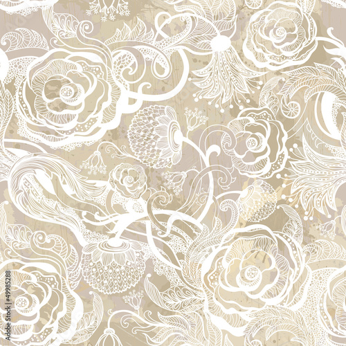 Romantic vintage seamless pattern with abstract flower 