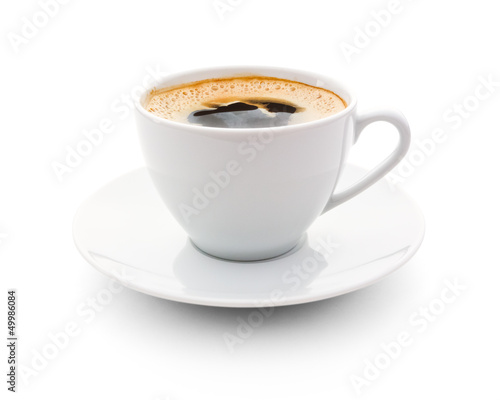 cup of coffee on white background photo