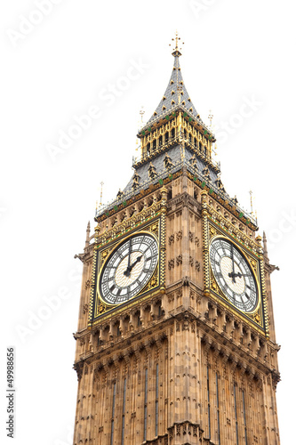 Tower Big Ben on isolated white background