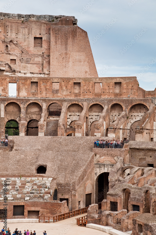 Walls and arcs inside Colosseum at Rome