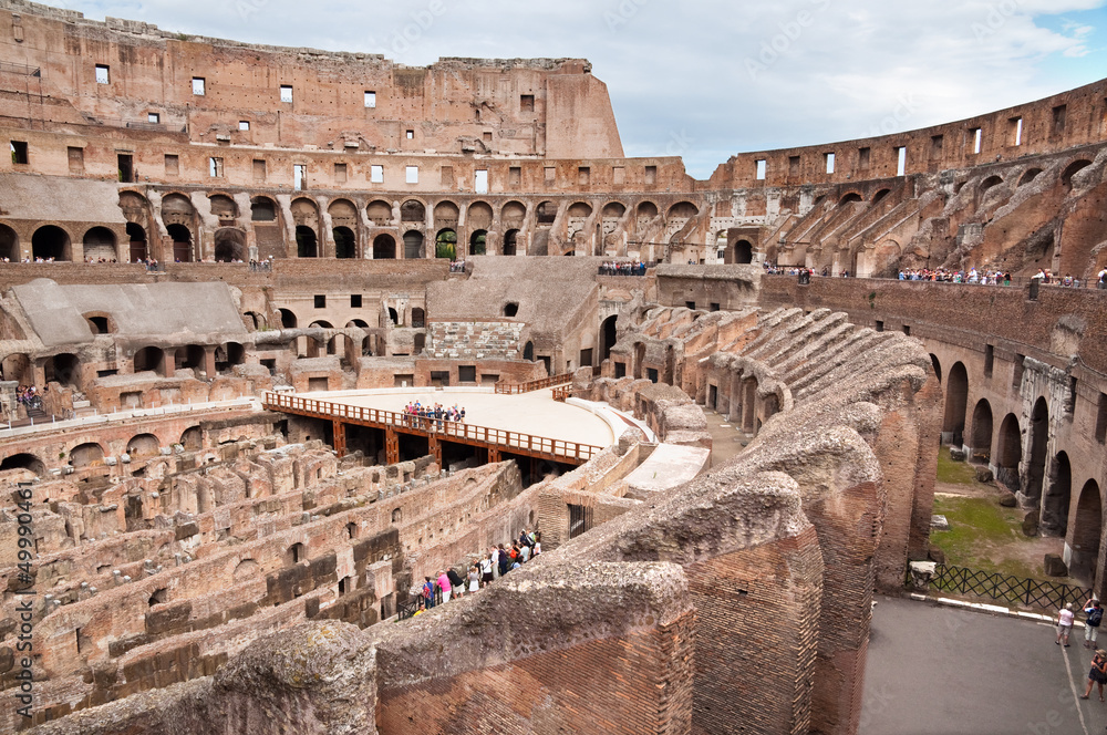 Walls and passages inside colosseum at Rome