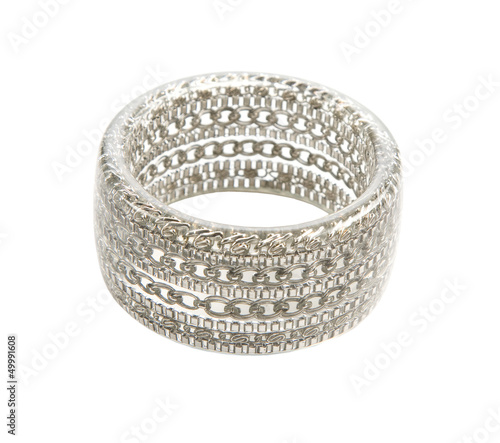 Silver chains in transparent plastic bangle